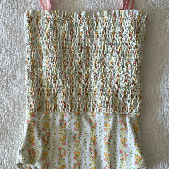 minnow Smocked One Piece Citrus Linear - Picture 5 of 7